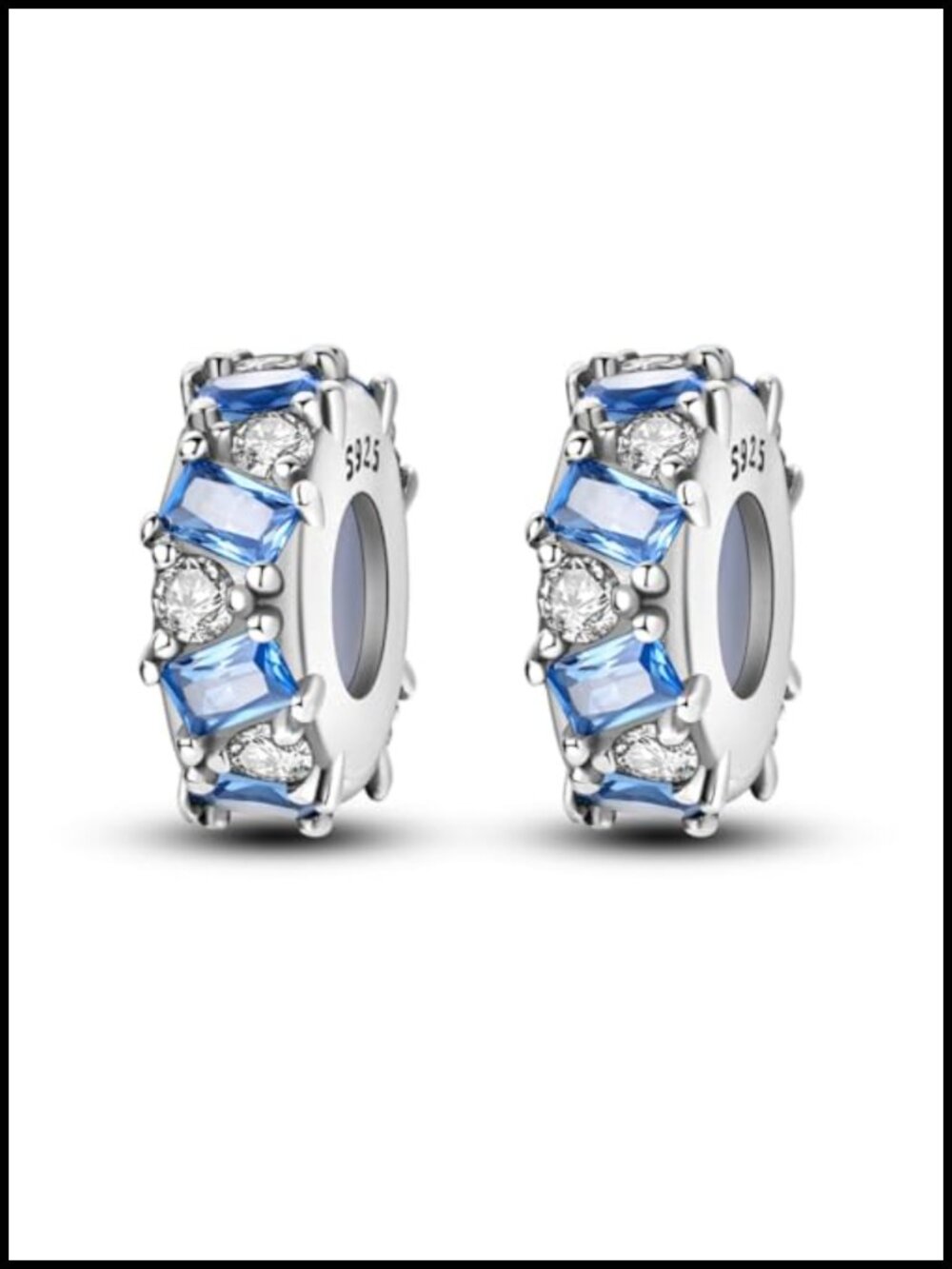Sterling Silver Clip Spacer Charm Beads for Bracelets 2pcs